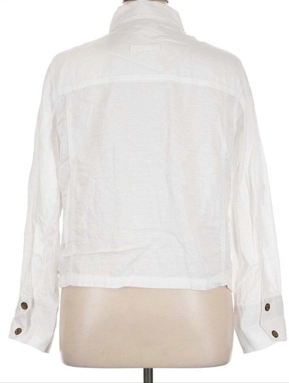 Nicole Miller White Linen Button Down Lightweight Crop Jacket Shirt Sz XL EUC - Picture 3 of 7